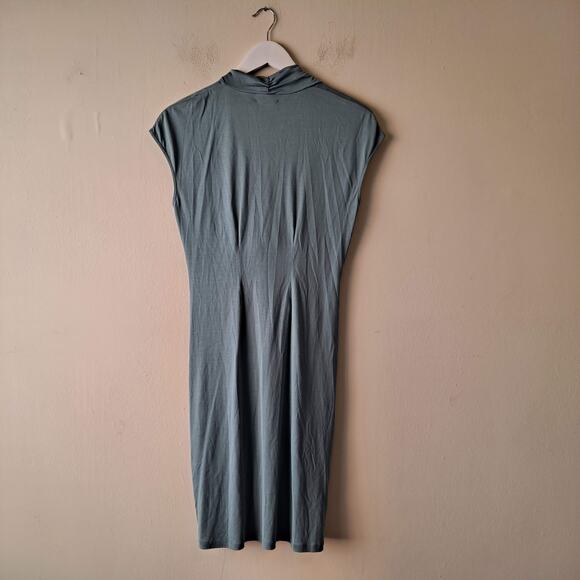 Barneys New York Womens Green 100% Silk Twist Waist Sleeveless Dress - Size M - Picture 5 of 8